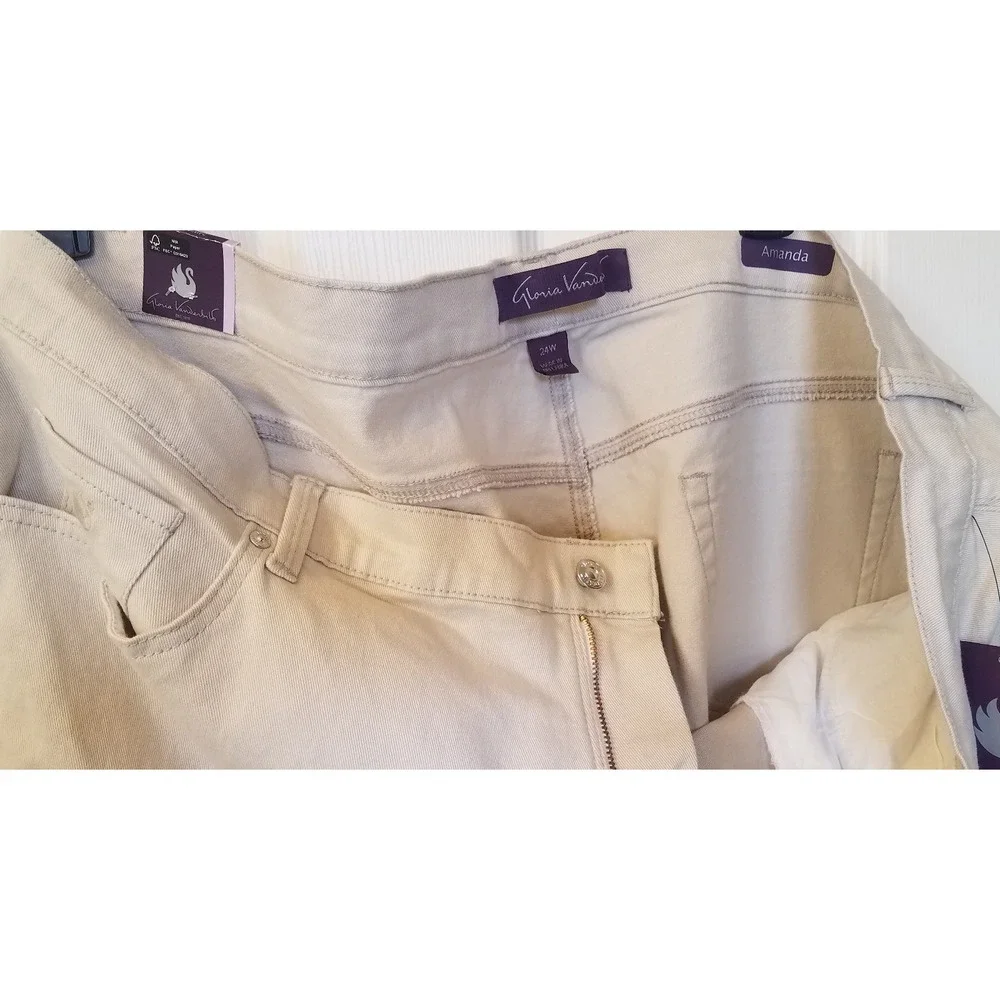Gloria Vanderbilt Amanda Jeans Pants Women 24W Average Classic Tapered Beige NEW